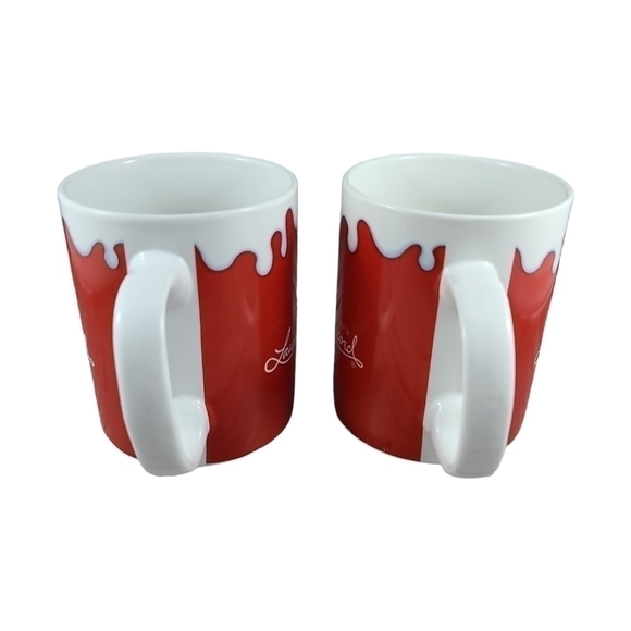 LAURA SECORD Red Ceramic Mugs Brands Unlimited Pair Set of 2 Coffee Tea Cups - Picture 5 of 7